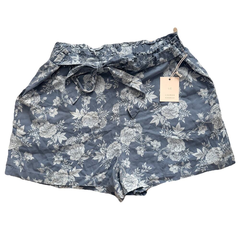 New LC Lauren Conrad Soft Lounge Blue Floral Tie Shorts XXL NWT Boho